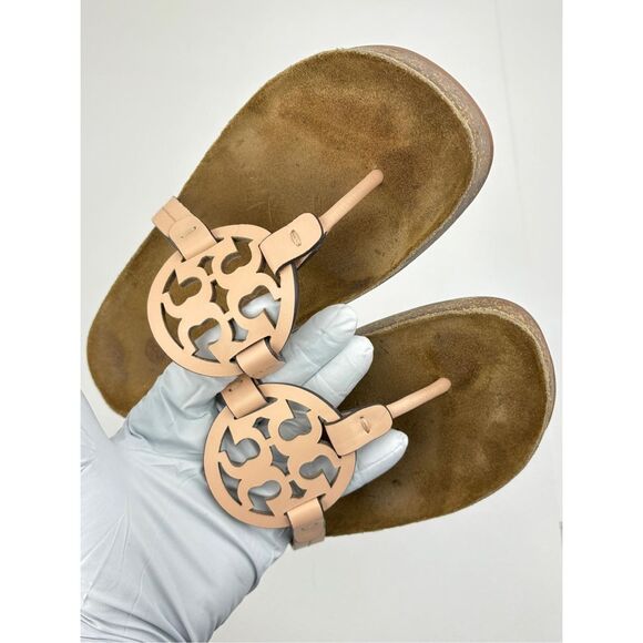 Tory Burch Miller Cloud Sandals Womens 7.5 Bright Peach Natural w/ Box & Bag X22 - Picture 11 of 14
